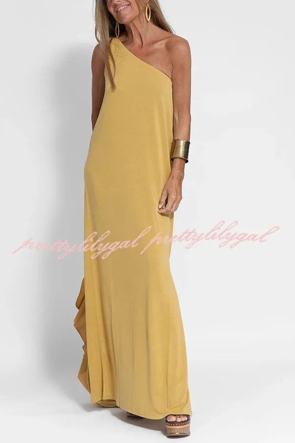 Flawless and Free One Shoulder Relaxed Slit Maxi Dress