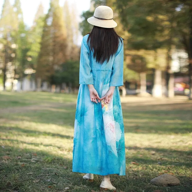 Floral Boho Ramie Maxi Dress  | Zen