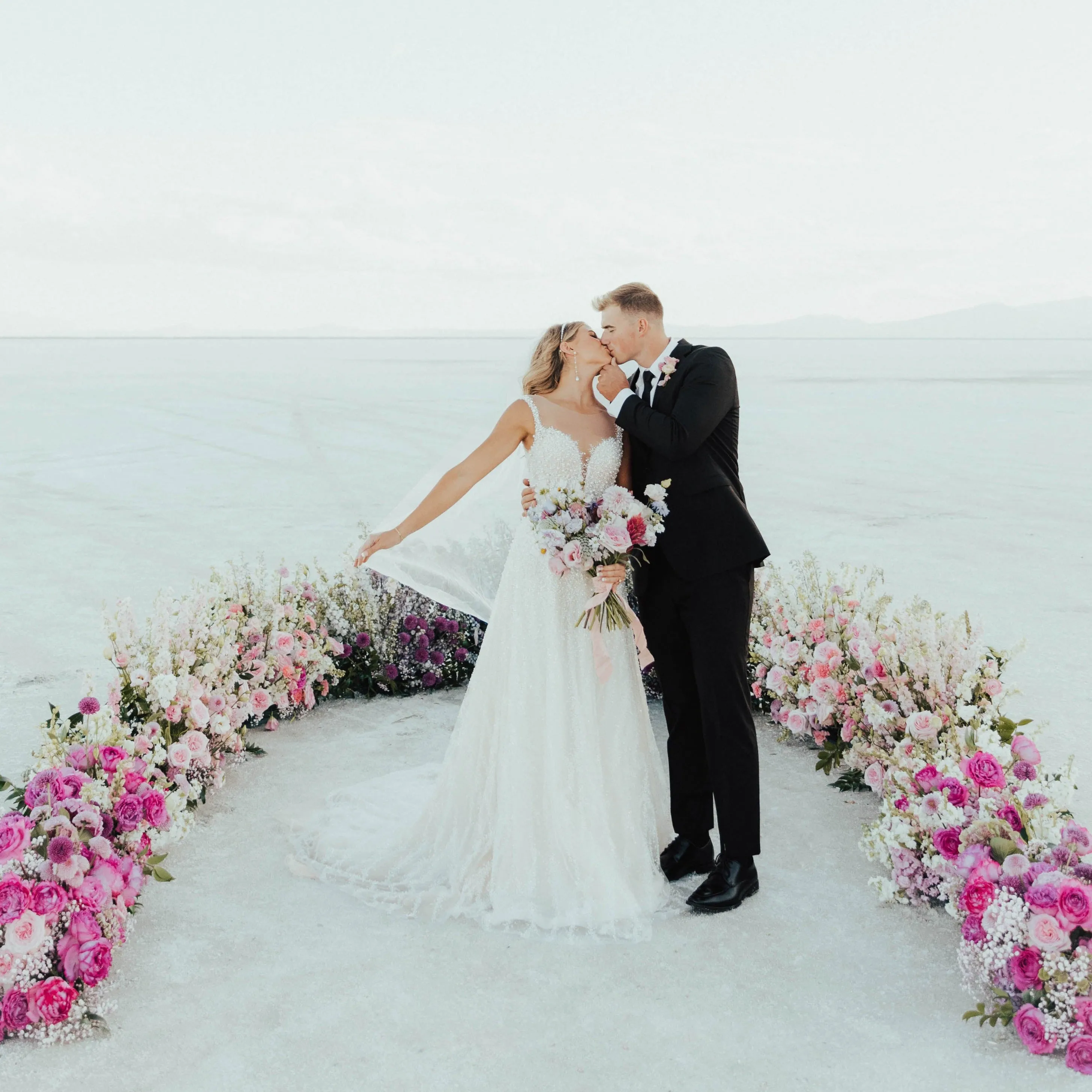 Garden Couture Pink Salt Flats Wedding Editorial