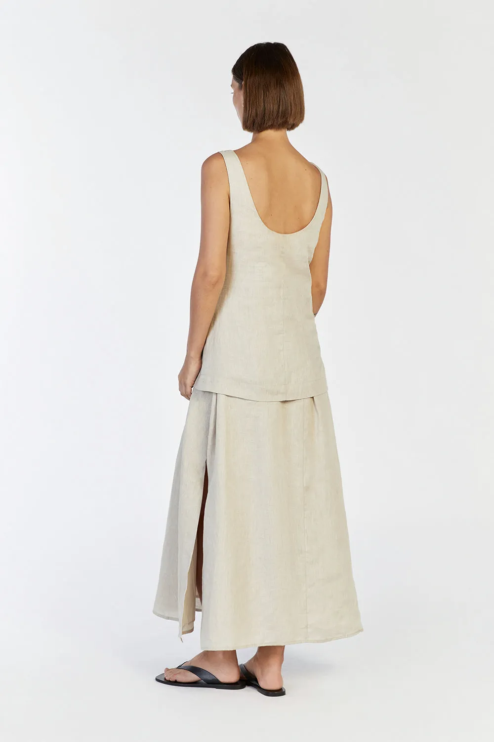 GIGI CHALK LINEN MIDI DRESS