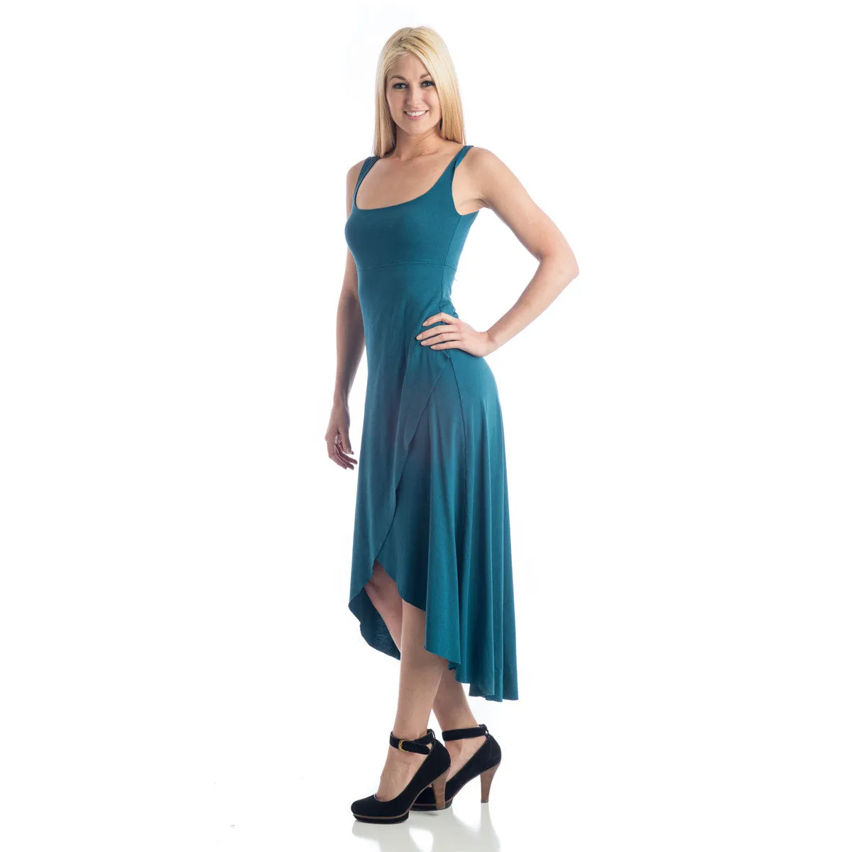 Grace Asymmetrical Maxi Tank Dress - Teal