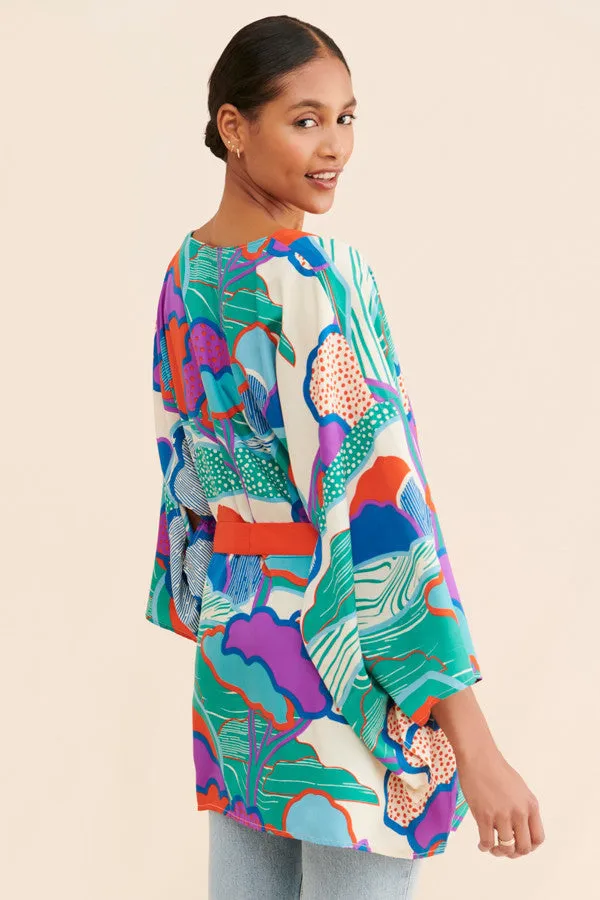 Graphic Garden Kimono Multi Color