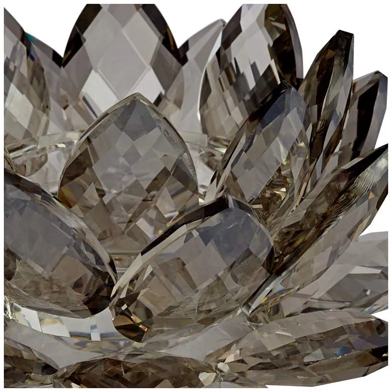 Gray Crystal Glass Lotus Candle Holder