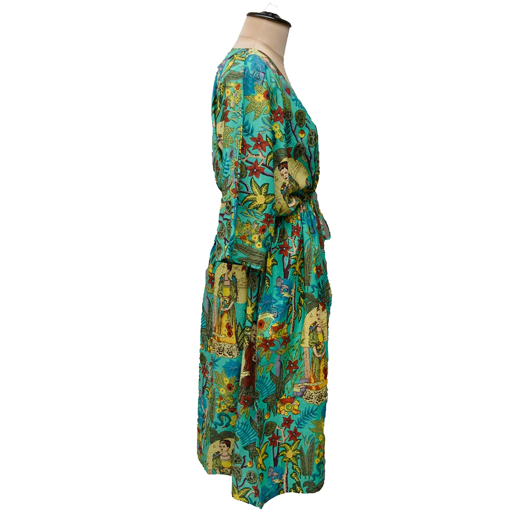 Green Artistic Cotton Maxi Dress UK Size 18-32 M171