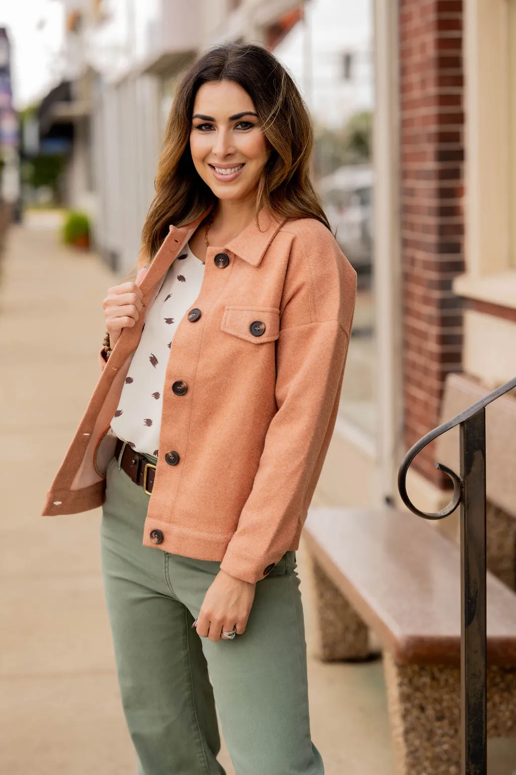 Heathered Button Accented Jacket