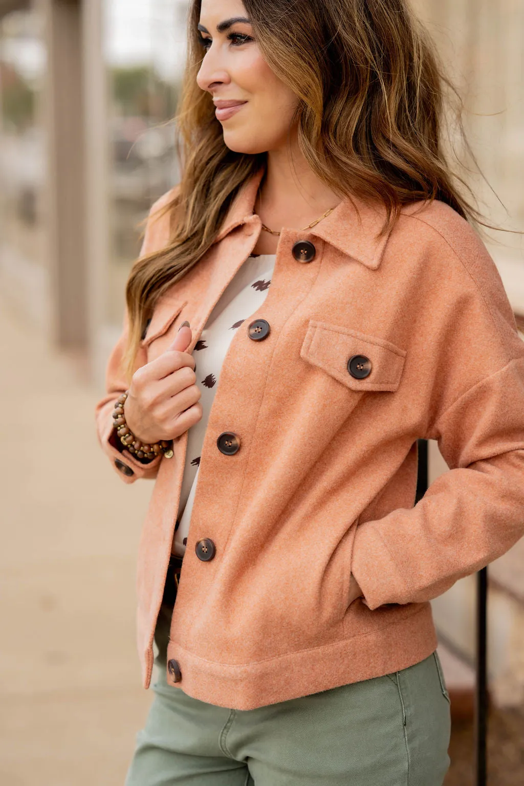 Heathered Button Accented Jacket