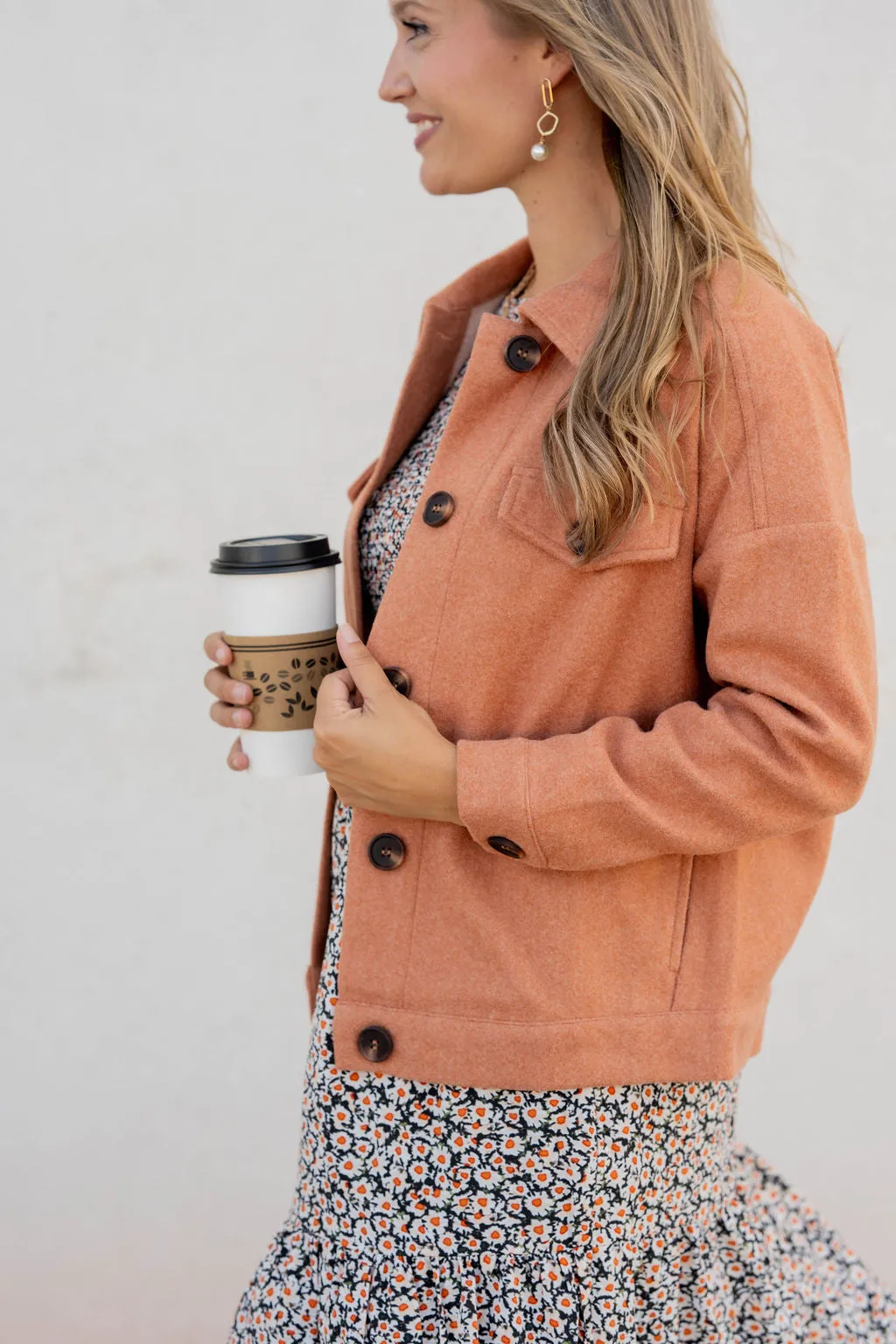 Heathered Button Accented Jacket