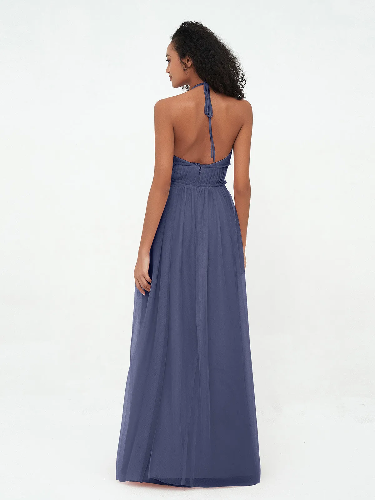 Illusion Halter Tulle Maxi Boho Dresses-Stormy