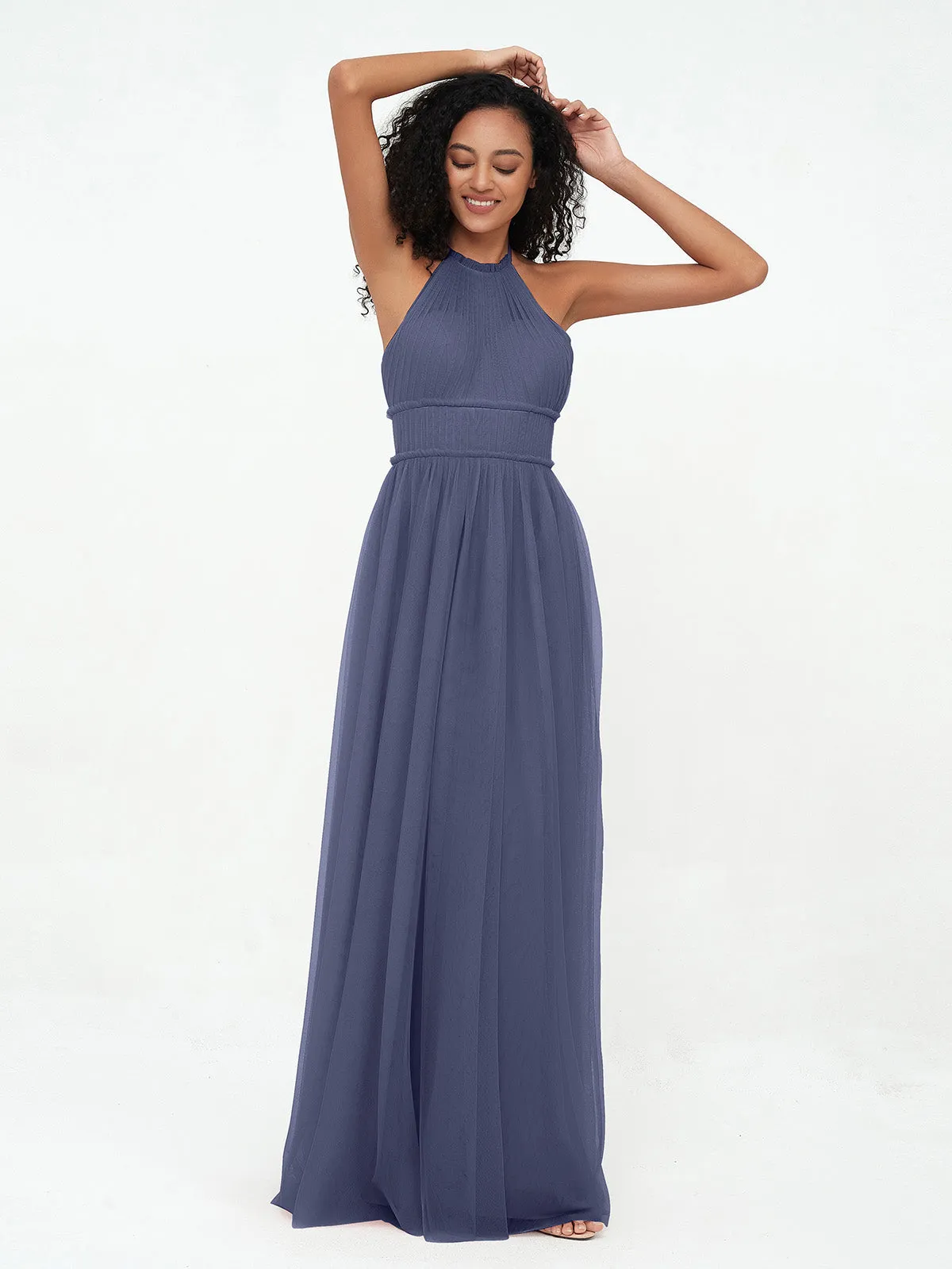 Illusion Halter Tulle Maxi Boho Dresses-Stormy