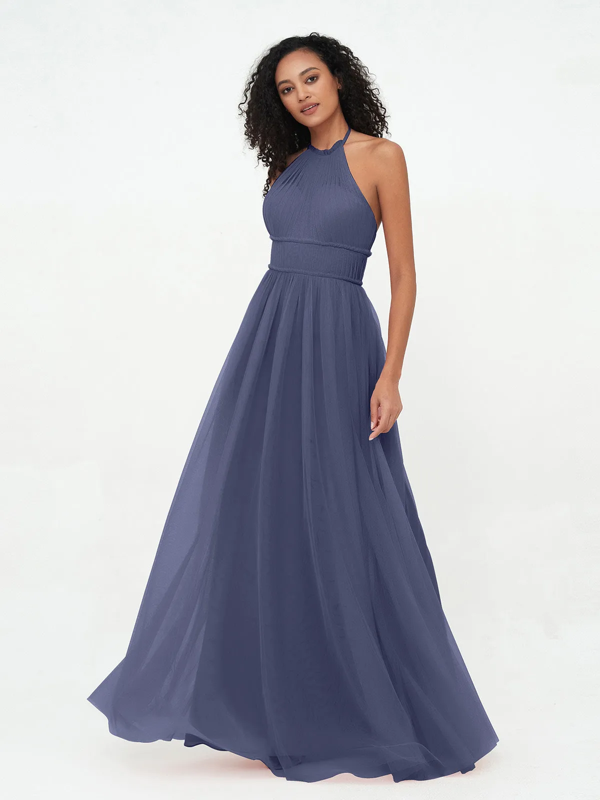 Illusion Halter Tulle Maxi Boho Dresses-Stormy