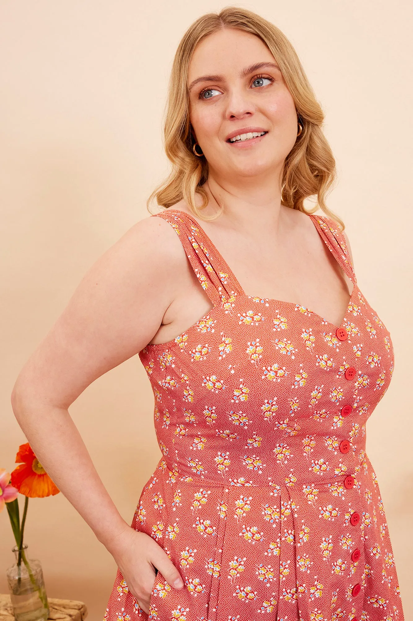 Jenny Paprika Ditsy Floral Dress