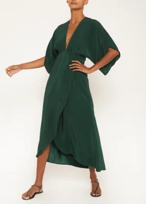 Kelly Emerald Silk Backless Dress