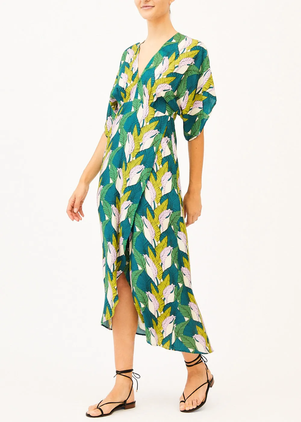 Kelly Leaf Print Backless Dress