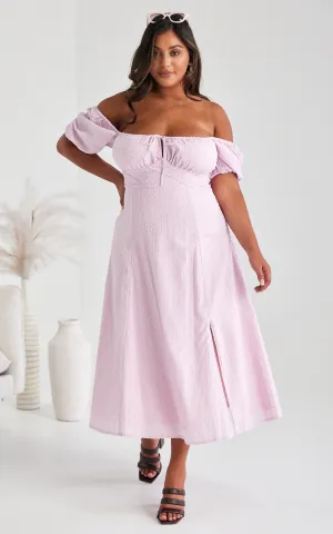 Kiaya Midi Dress - Pink Lilac Texture