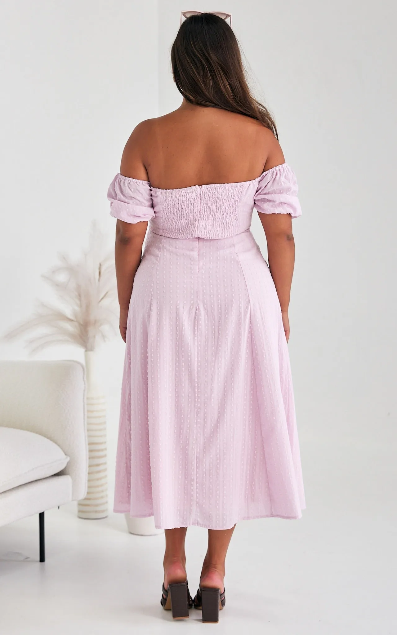 Kiaya Midi Dress - Pink Lilac Texture