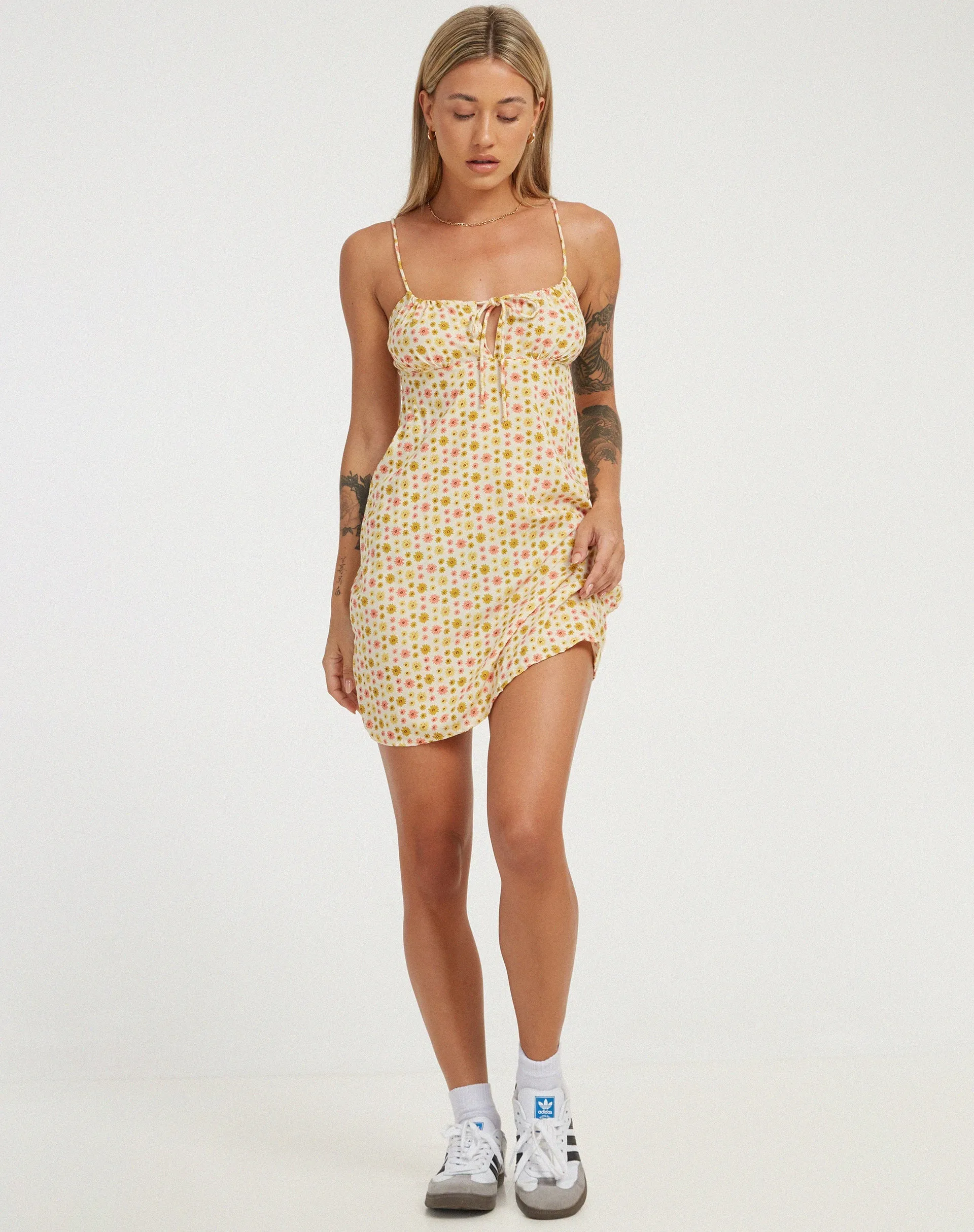 Kumala Slip Dress in Daisy Chain Cream