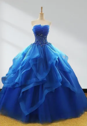 Maelys | Royal Blue Quinceanera Dresses Organza Lace Applique Prom Dresses