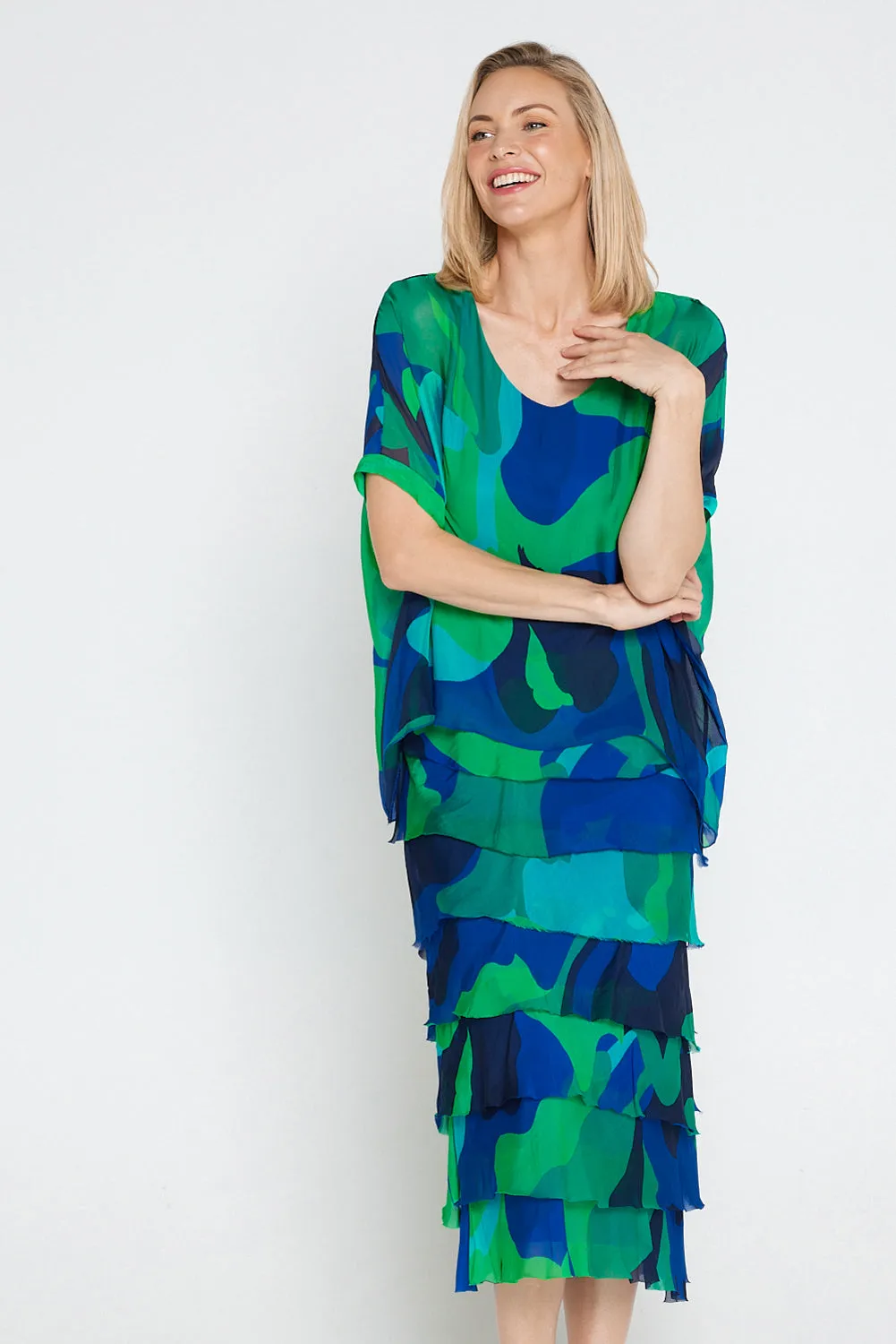 Margo Silk Dress - Jade Cobalt