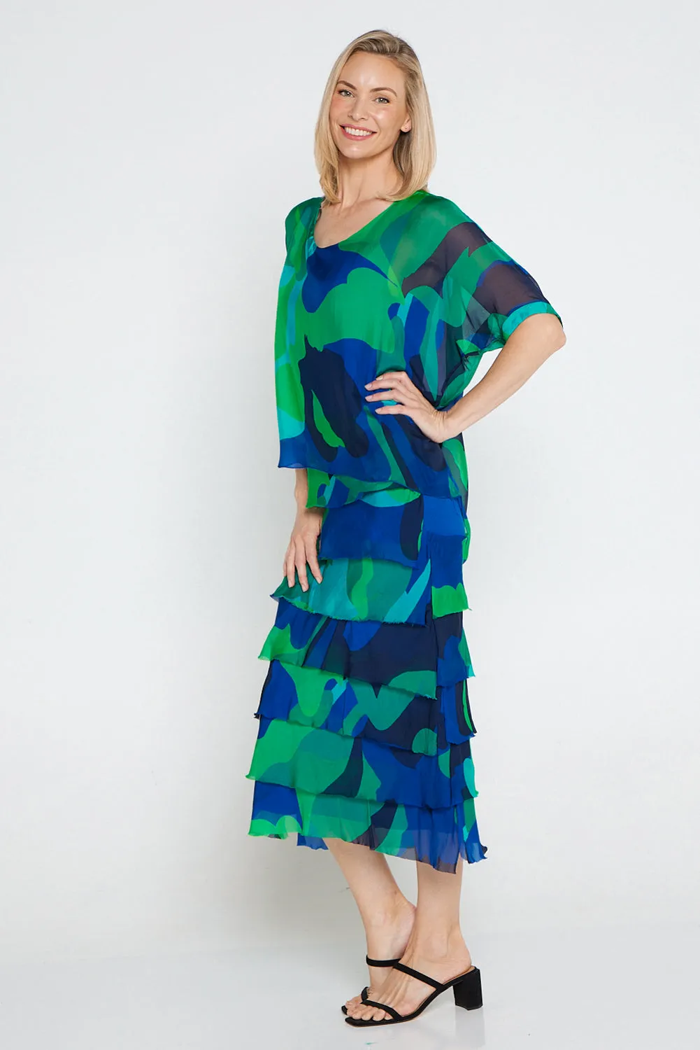 Margo Silk Dress - Jade Cobalt