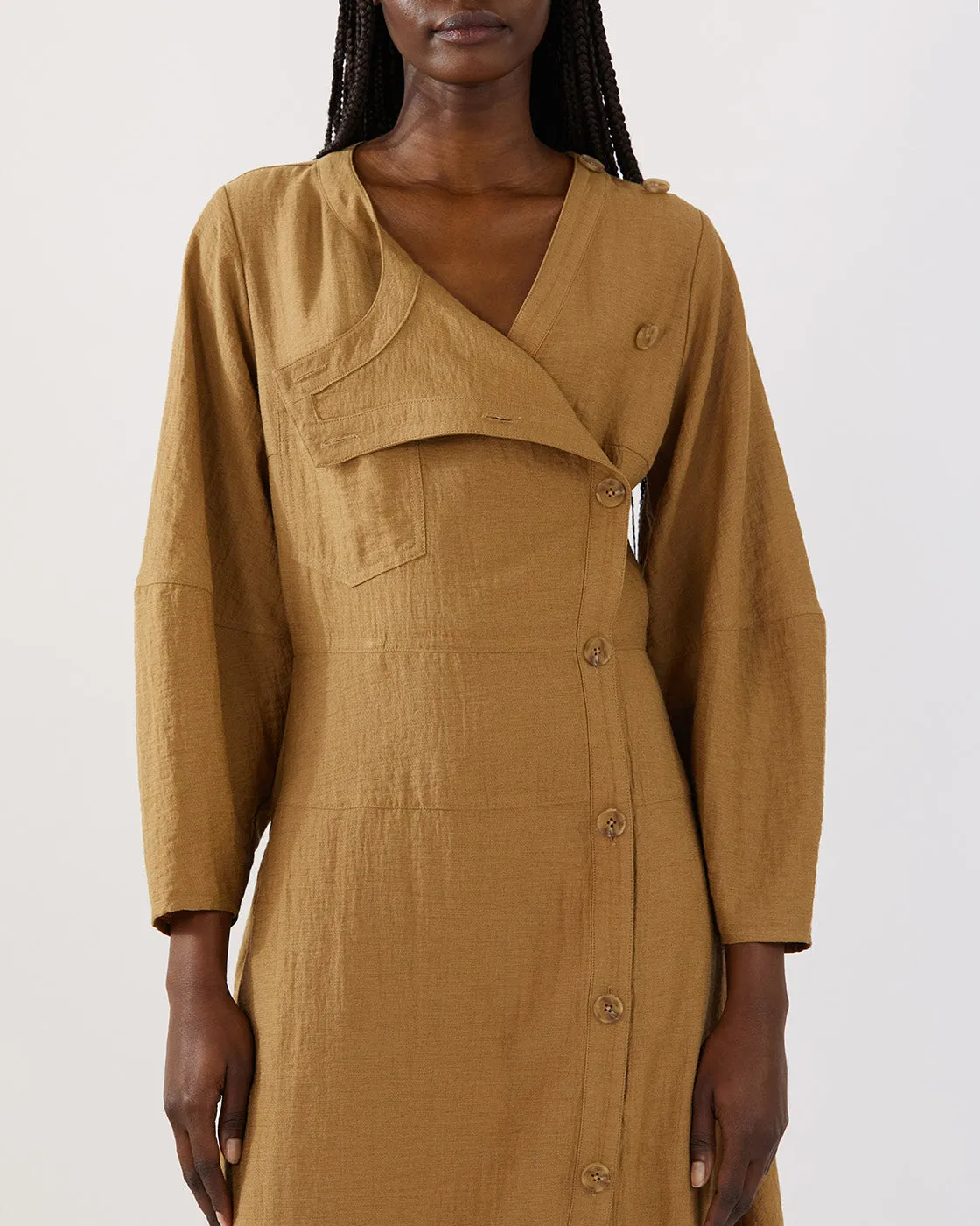 Michaela Dress Viscose Linen Blend Caramel