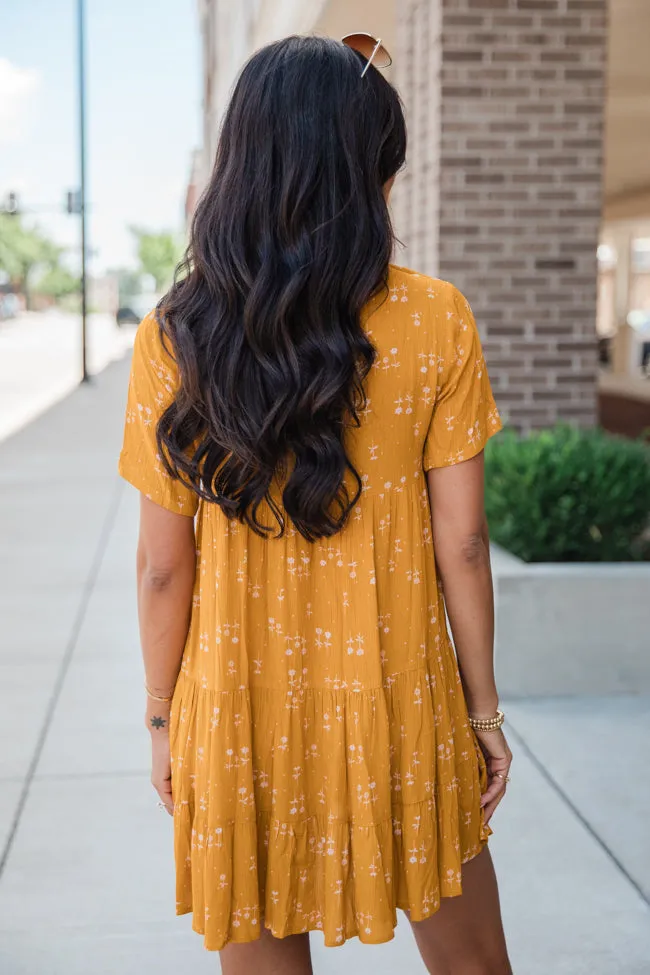 Modern Muse Mustard Floral Print Button Up Dress FINAL SALE