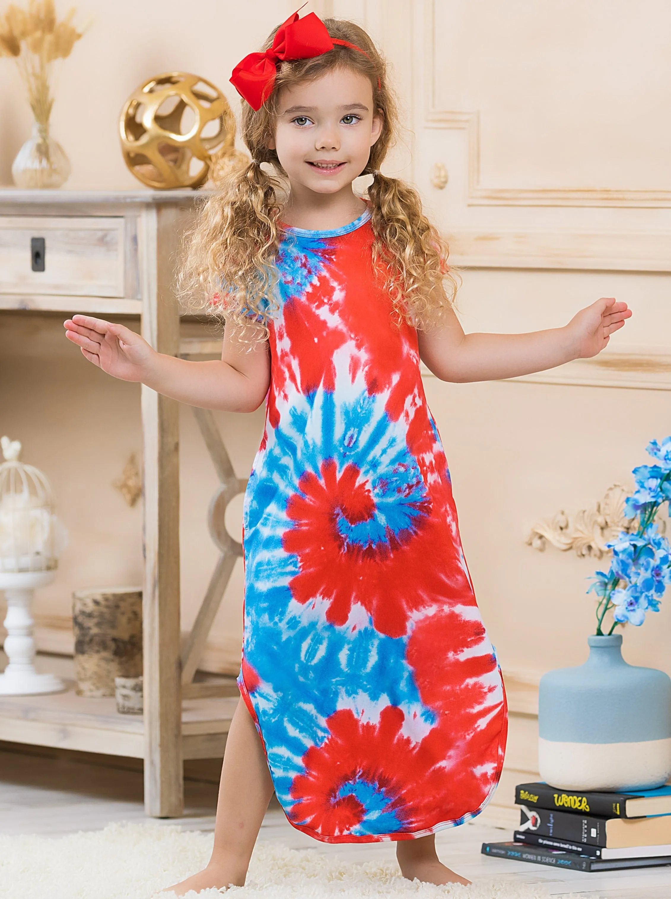 Mommy and Me Americana Tie Dye Maxi Dress