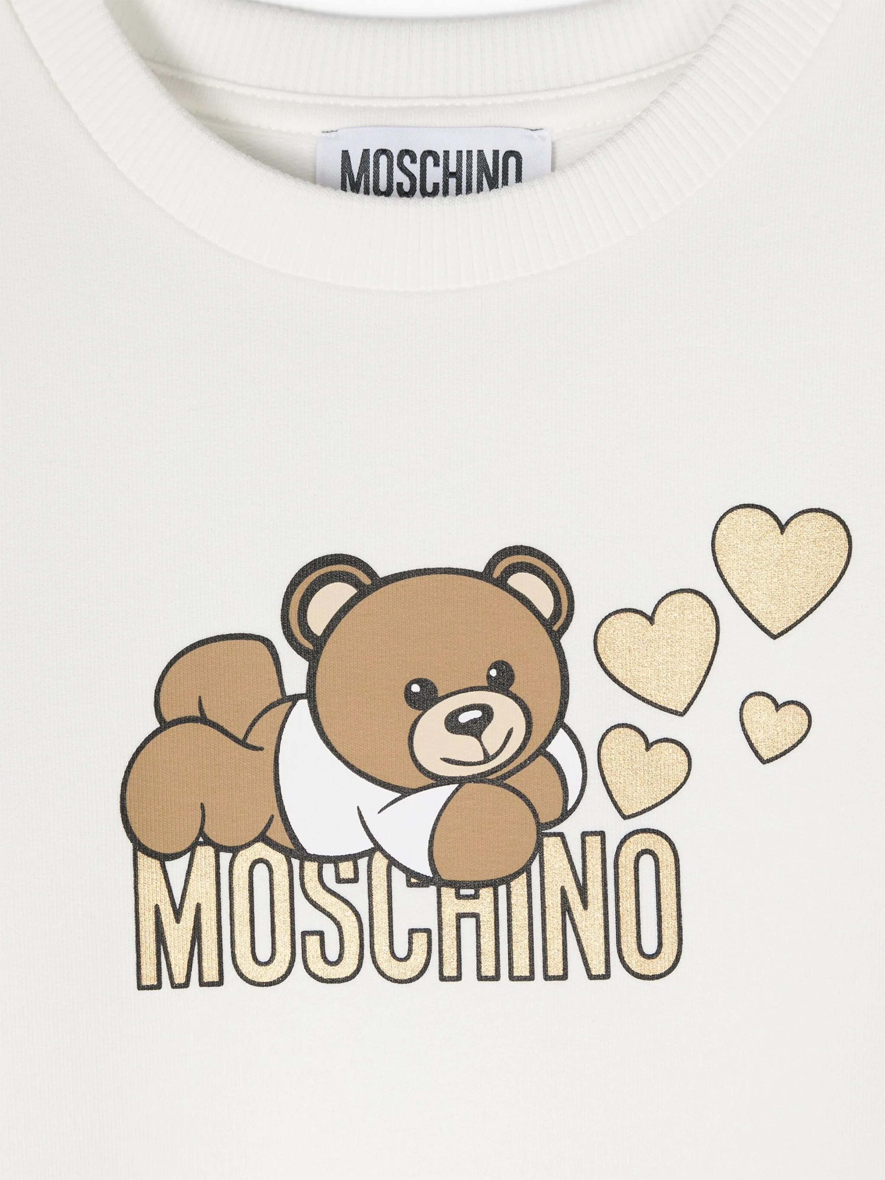 Moschino Girls Teddy Bear Jersey Dress in Ivory