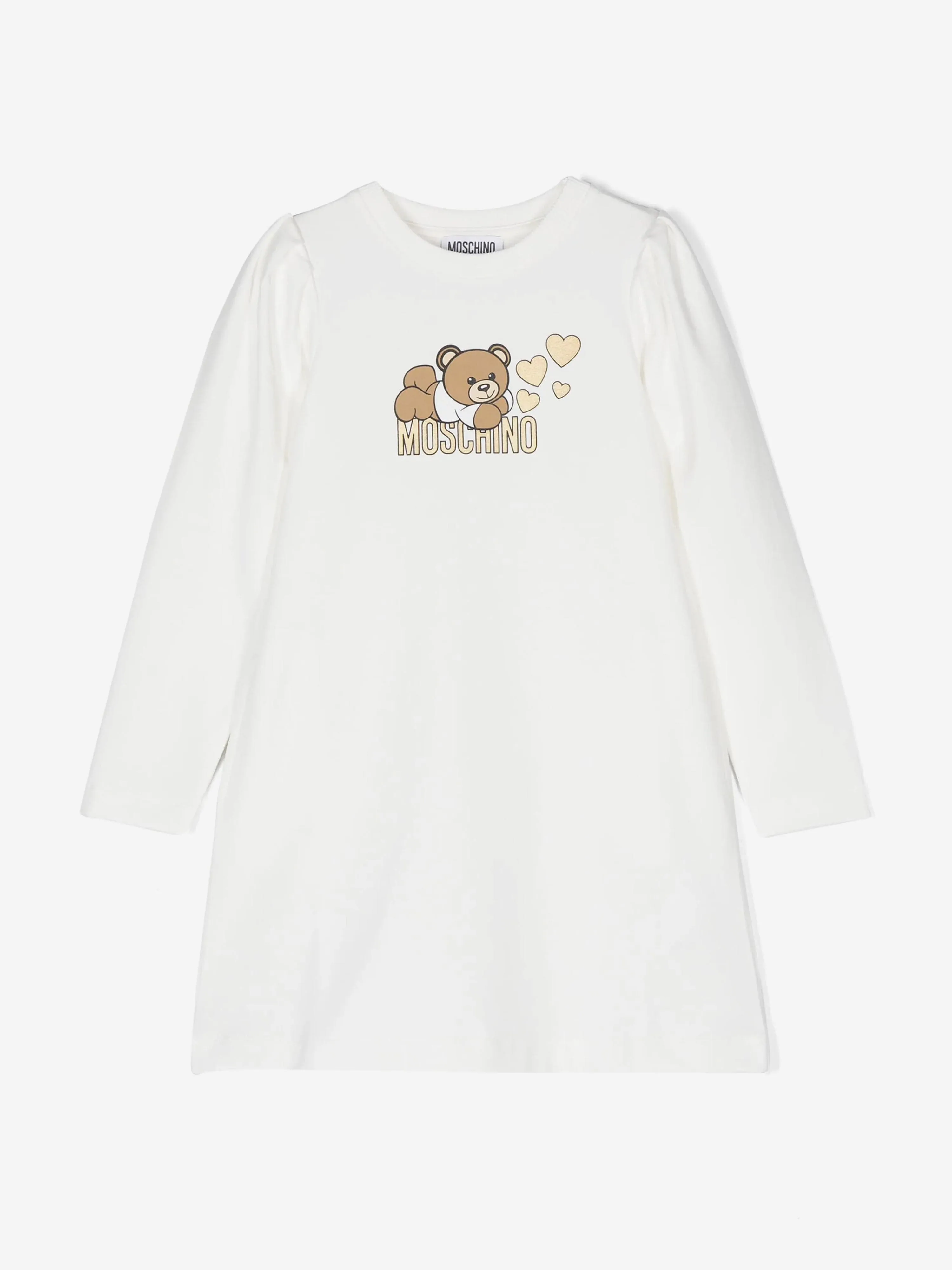 Moschino Girls Teddy Bear Jersey Dress in Ivory