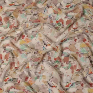 Multicolor Beige Viscose Digital Printed Fabric with Abstract Design, 110 cm Width-D21299