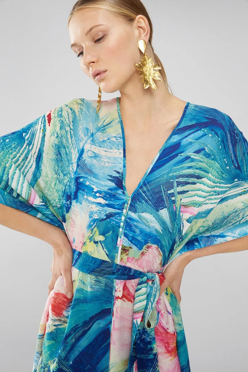 Paradise Palms Belted Caftan