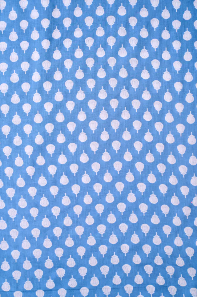 Pastel Blue Butti Printed Summer Pure Cotton Fabric