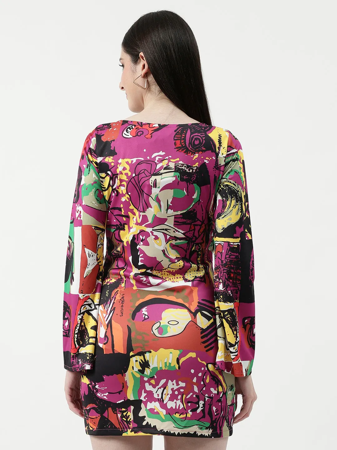 Picasso Digital Printed V Neck Dress