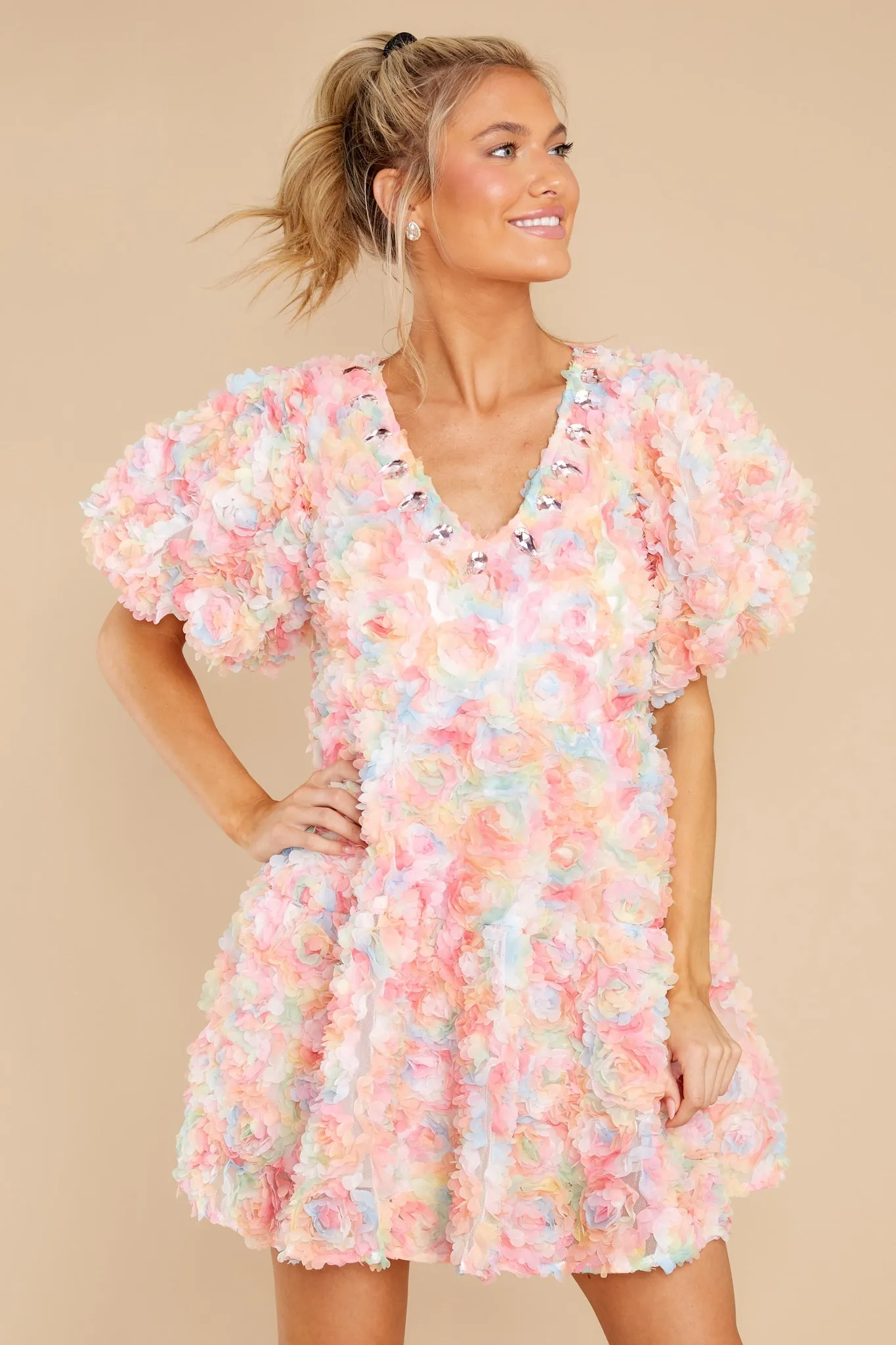 Pink Flower Fabric Dress