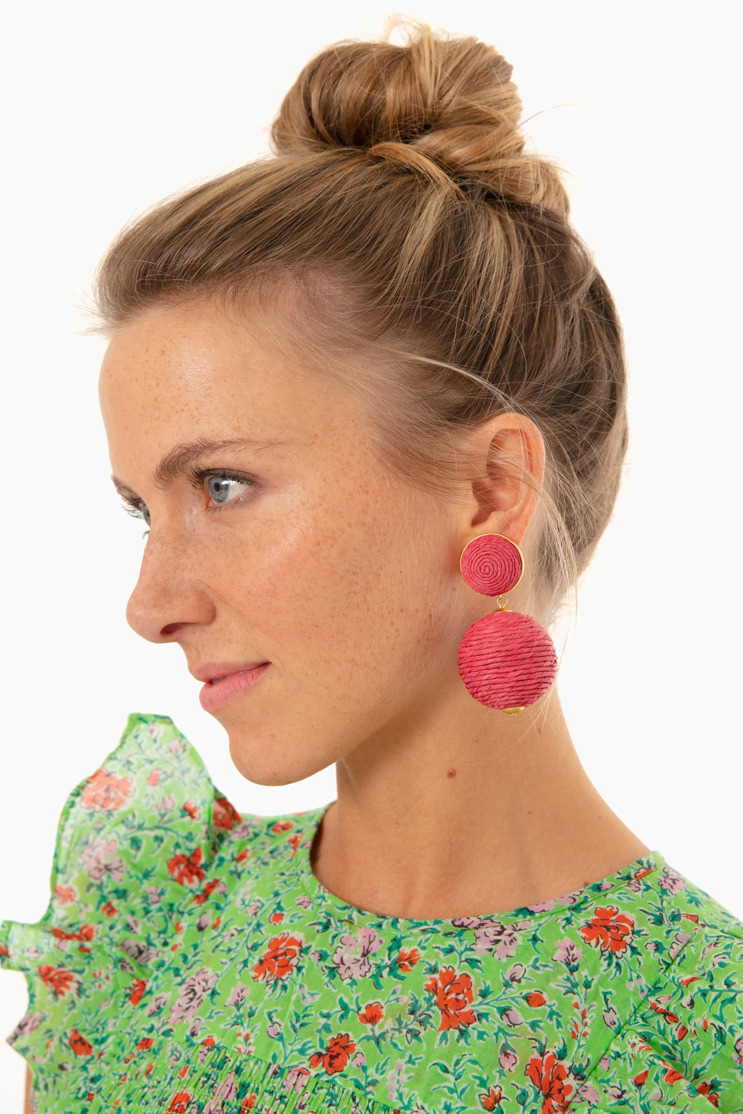 Pink Raffia Lantern Earrings