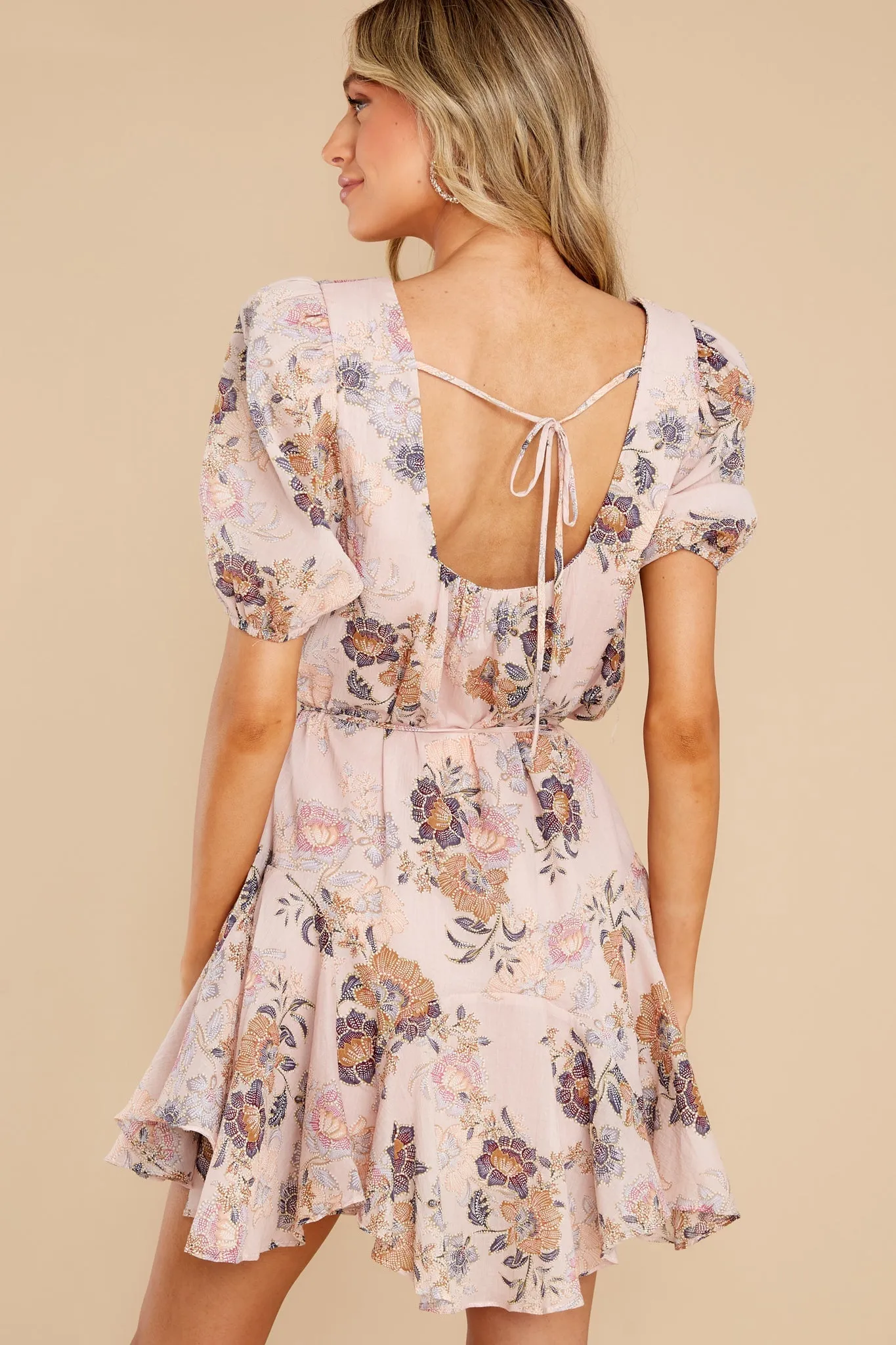 Pretty Magnificent Taupe Floral Print Dress