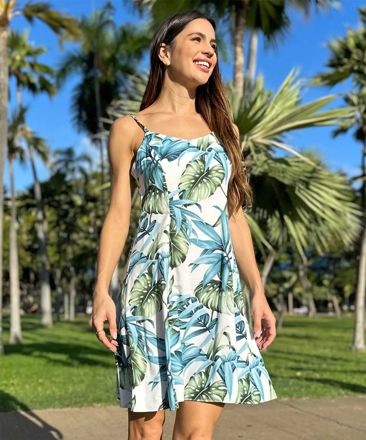 Rainforest White Spaghetti Dress