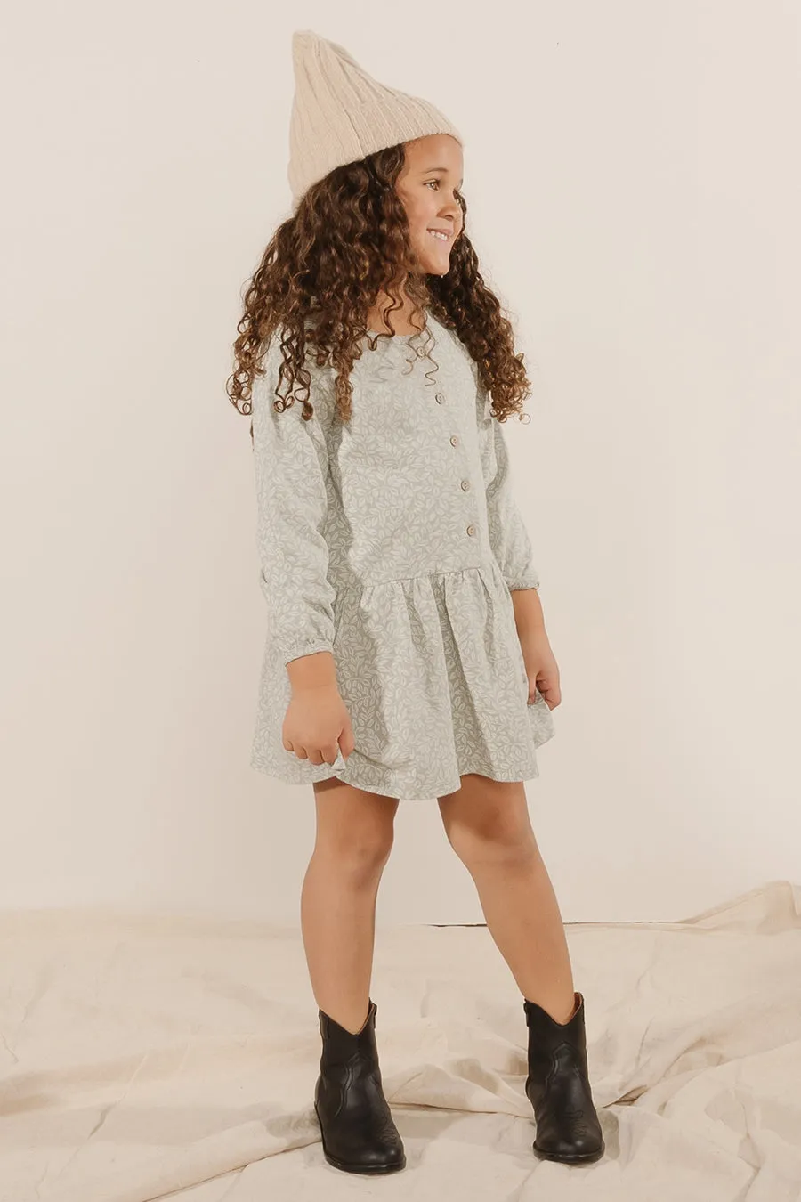 Rylee   Cru Button Up Jersey Girls Dress - Vines