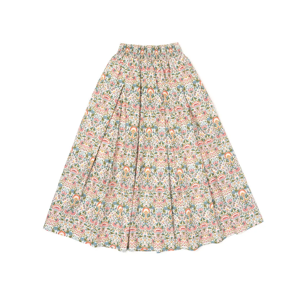 SAMPLE - Smocked Waist MIDI Skirt - Fan Floral