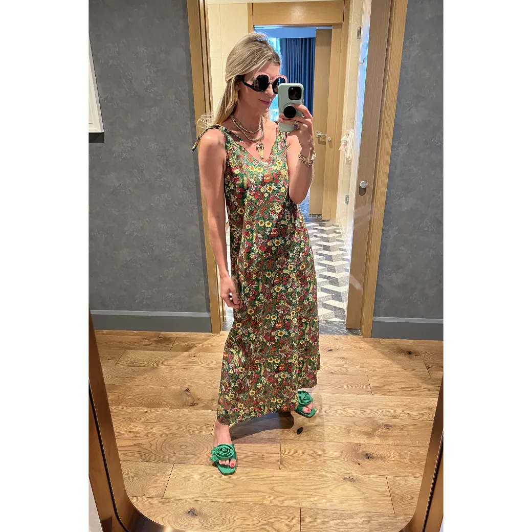 SAMPLE - Tie Tank Dress - MAXI - Green Floral