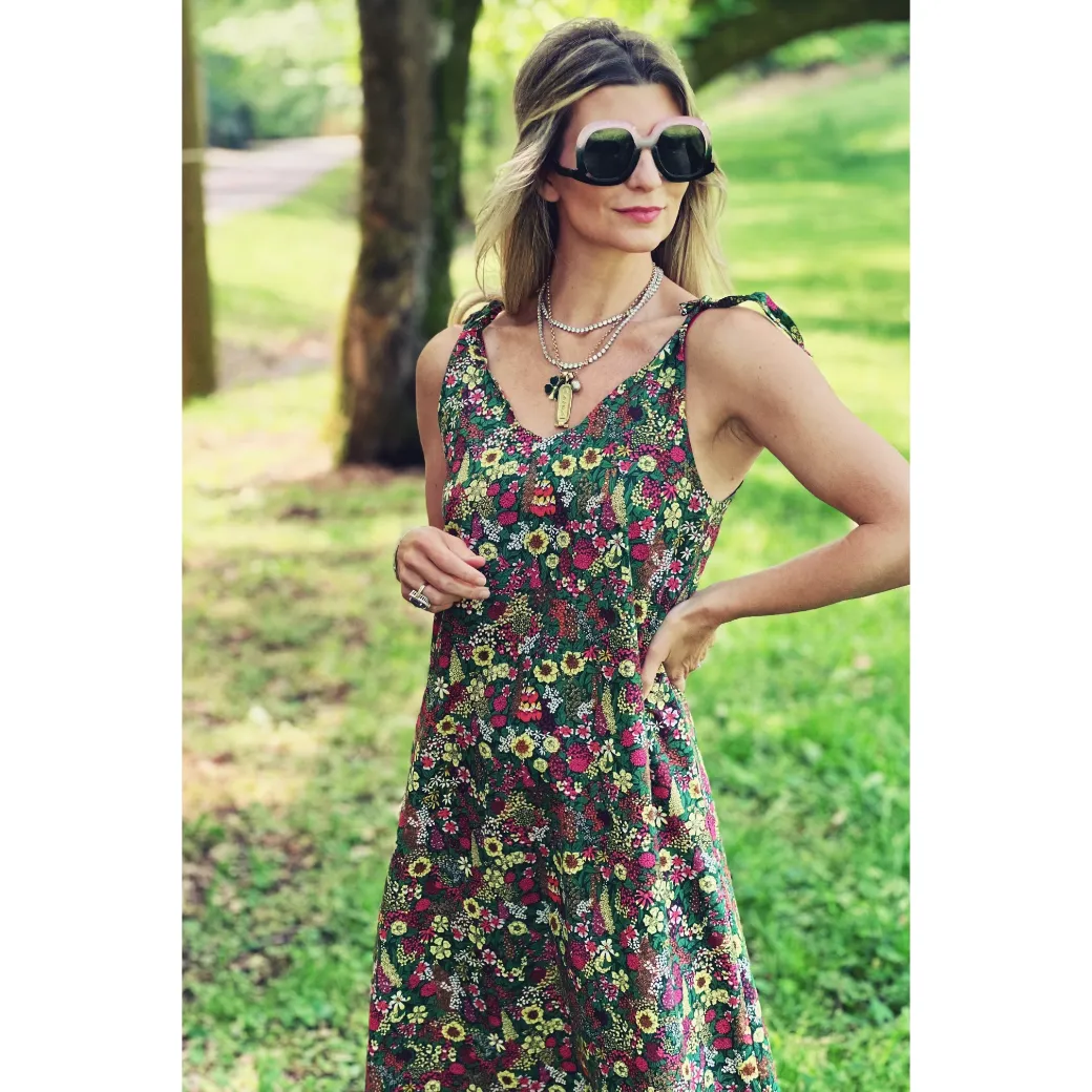 SAMPLE - Tie Tank Dress - MAXI - Green Floral