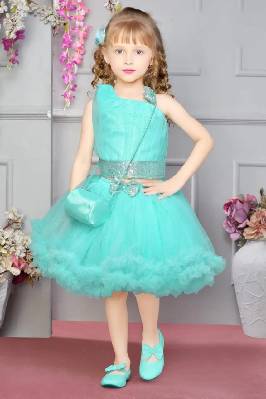 Sea Green Baby Girl Ruffled Frock