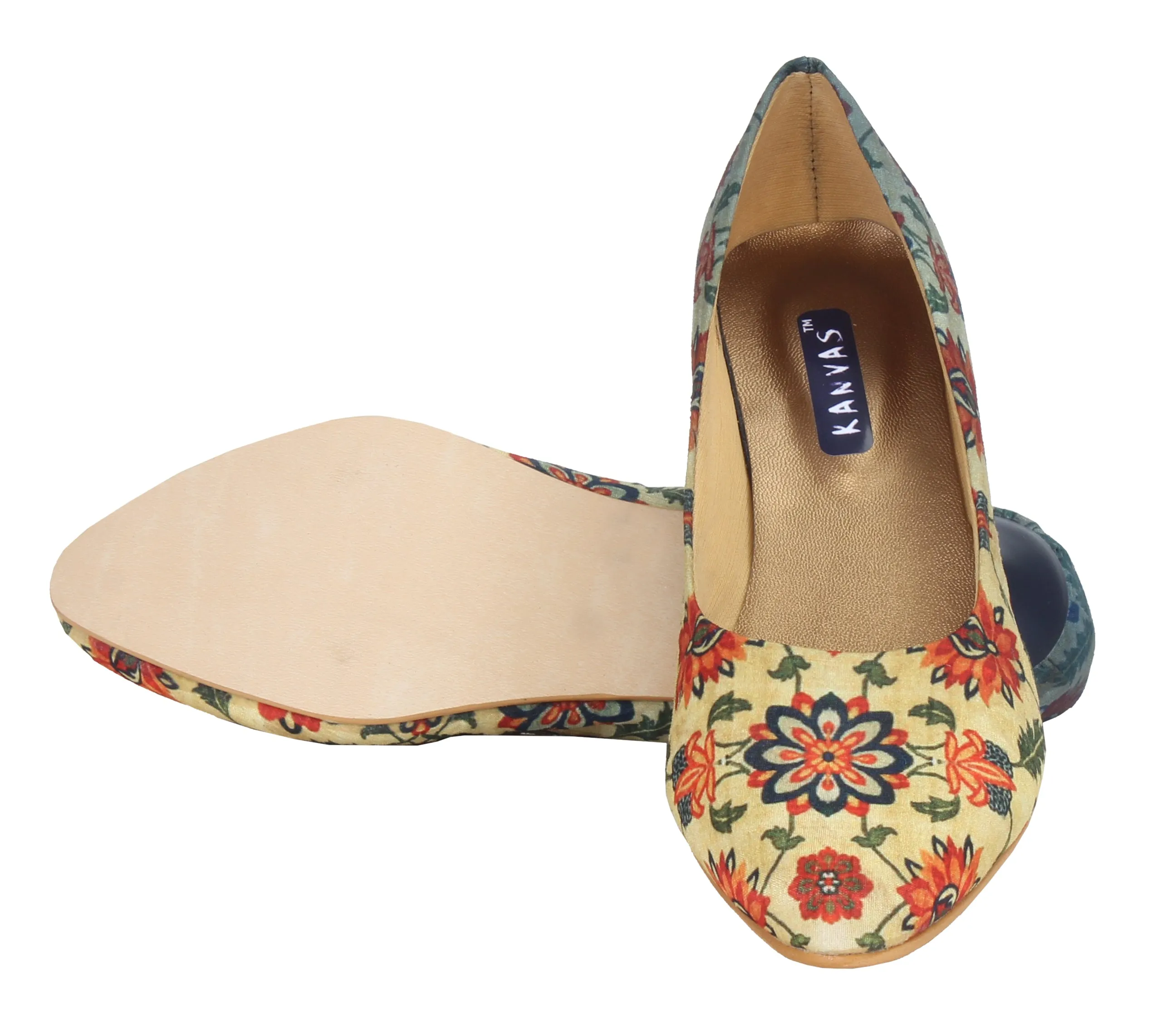 Shaded Mughal Print Ethnic Kitten Heels