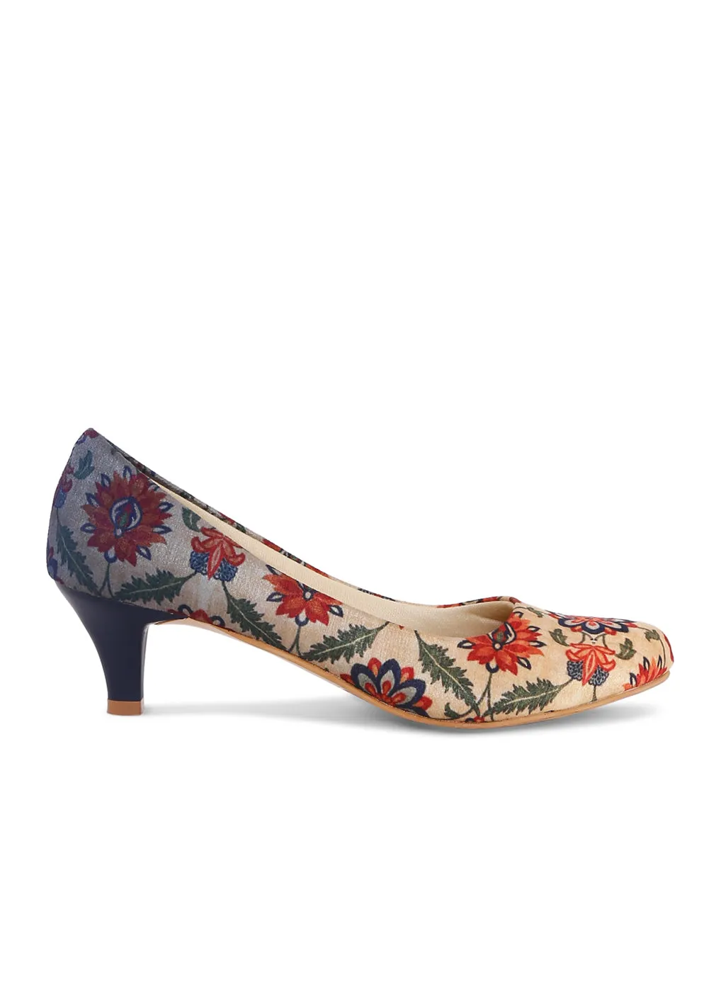 Shaded Mughal Print Ethnic Kitten Heels