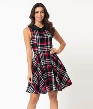 Smak Parlour Vintage Style Black & Red Plaid Cotton Fortune Slayer Fit & Flare Dress