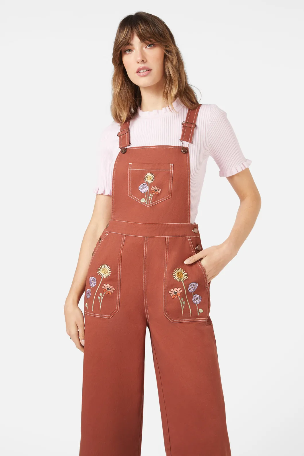 Spring Time Embroidered Overall