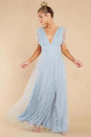 Stargazing Sparkle Powder Blue Maxi Dress