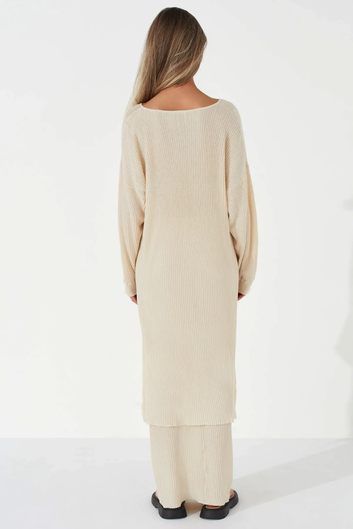 Stone Organic Linen Blend Knit Dress