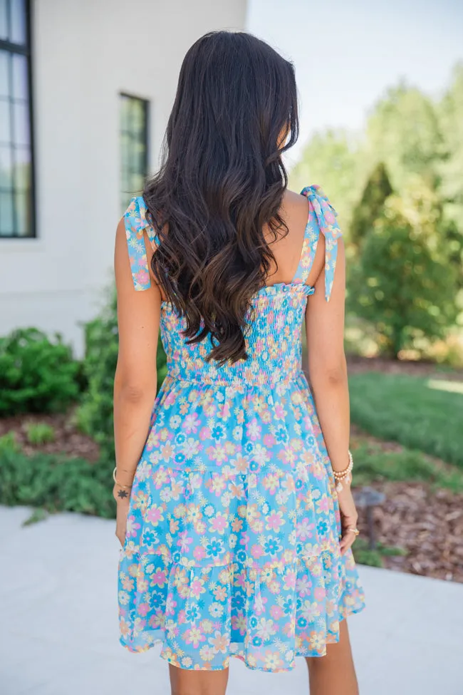 Sunny Skies Blue Floral Mini Dress