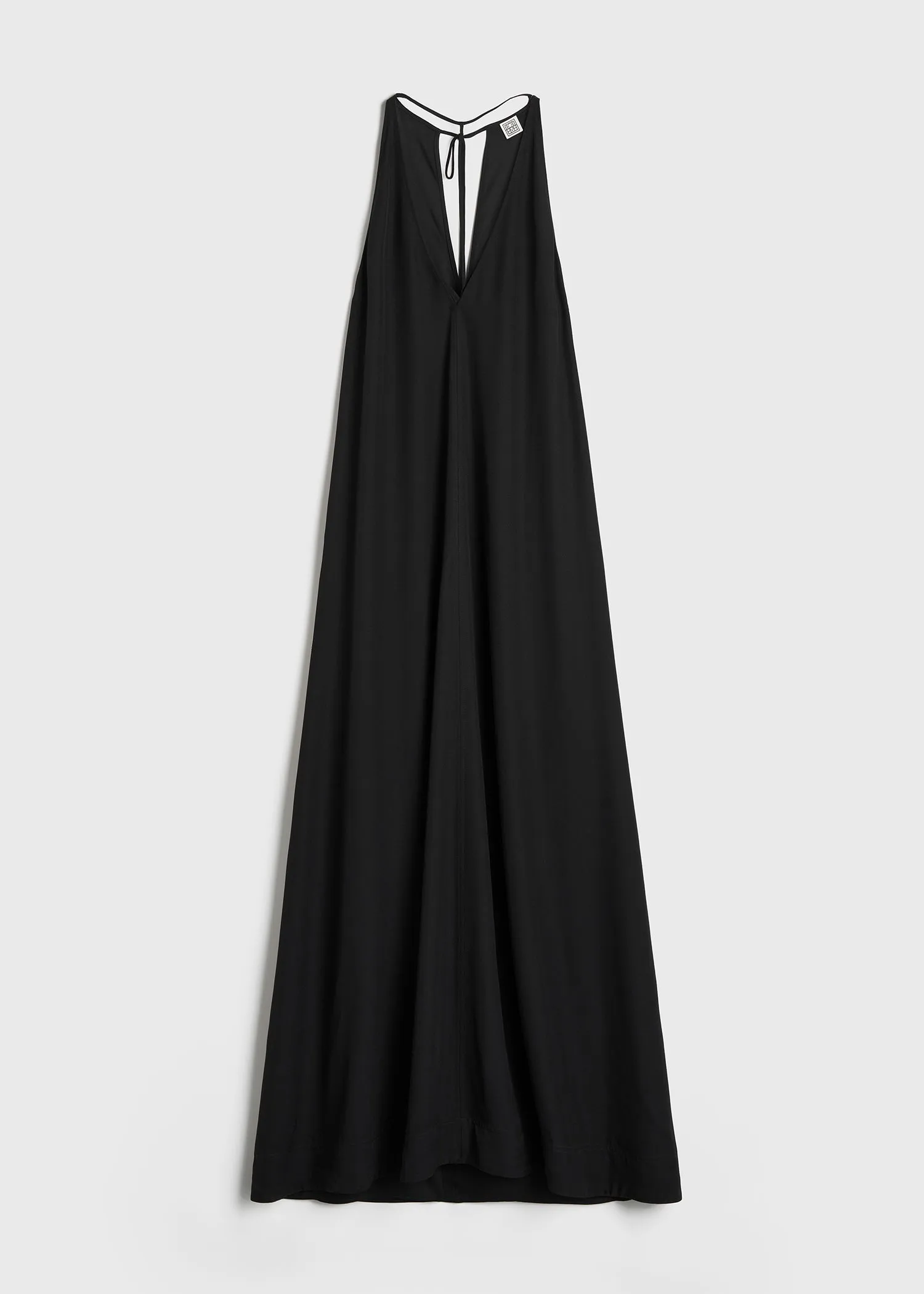 T-strap crepe-back satin dress black