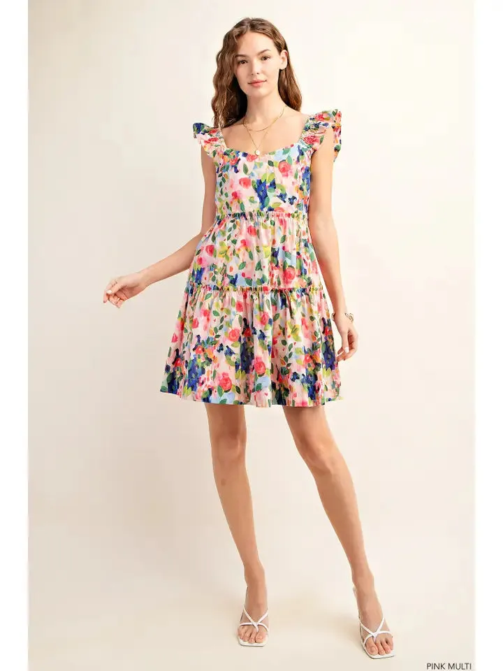 Tessa Square Neck Floral Mini Dress